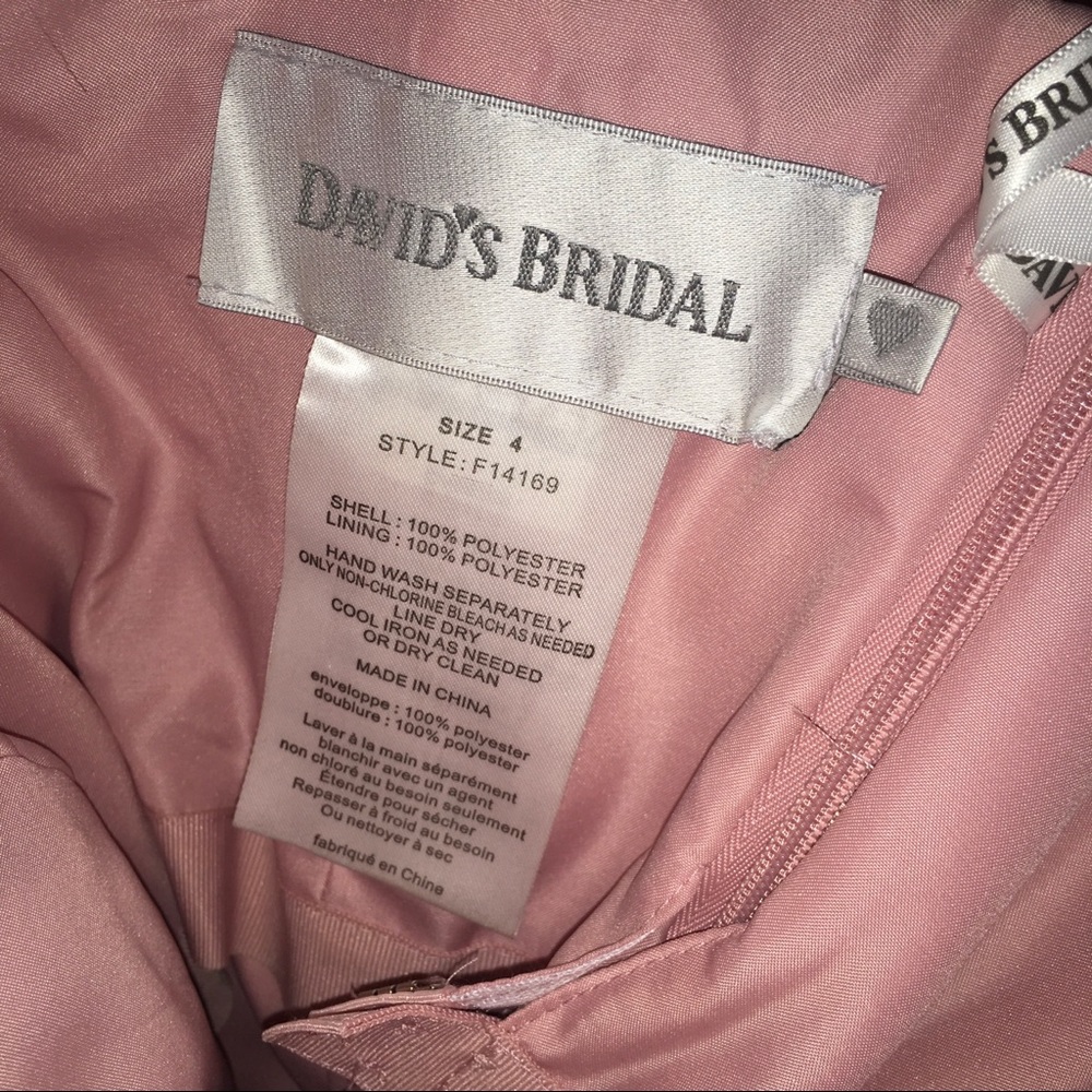 David’s Strapless Chiffon Dusty Blush Pink Prom Dress Size 4 - Picture 6 of 6
